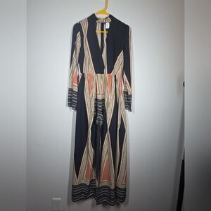 BANJUL Womens Maxi Playsuit Plunging V Choker w/Overlay Skirt MED 90S Y2K EUC